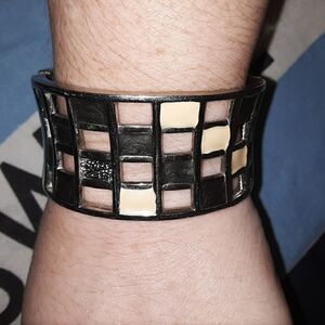 Wide silver hinged cuff bracelet